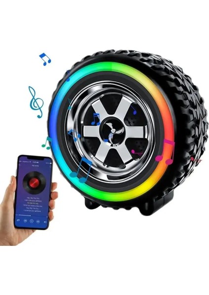 Araba Tekerlek Tasarım Kablosuz Hoparlör Led' Li Orta Boy Extra Bass Güçlü Ses fiyatları