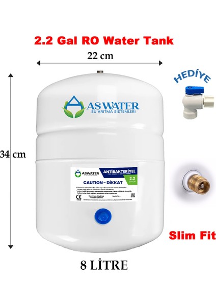 Su Arıtma Cihazı Çelik Su Tankı 2.2 Galon 8lt Tank