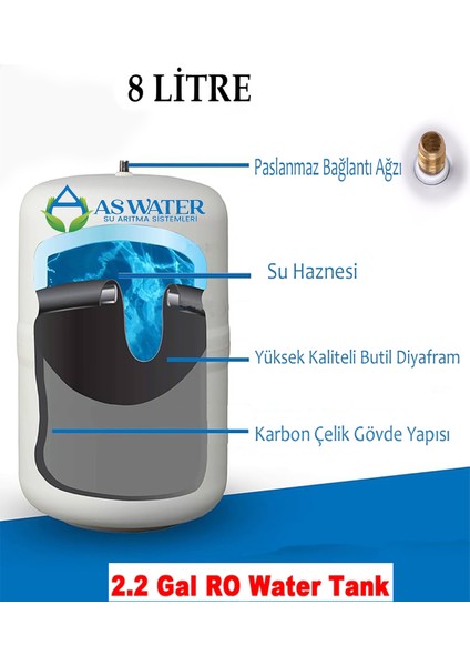 Su Arıtma Cihazı Çelik Su Tankı 2.2 Galon 8lt Tank fiyatları