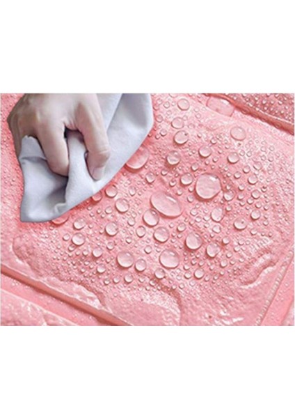 NW03 Pembe Tuğla Arkası Yapışkanlı Esnek Silinebilir Duvar Paneli 3D Duvar Kağıdı