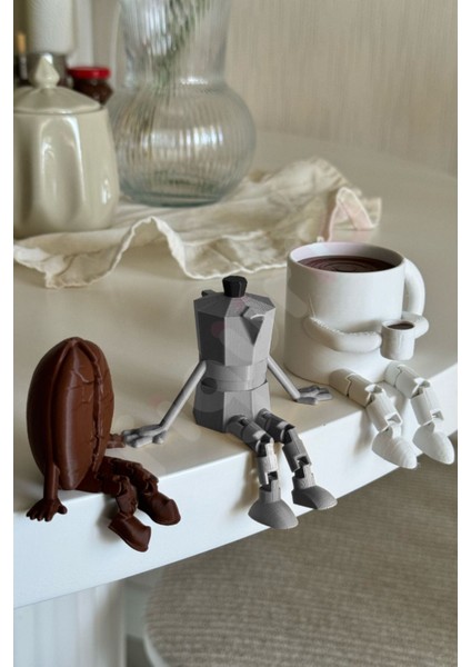 Kahve Köşesi Biblo Seti / 3 Parça / Kahve Çekirdeği / Kahve Kupası / Moka Pot