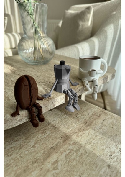 Kahve Köşesi Biblo Seti / 3 Parça / Kahve Çekirdeği / Kahve Kupası / Moka Pot