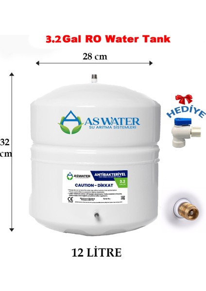 Su Arıtma Cihazı Çelik Su Tankı 3.2 Galon 12 lt Tank