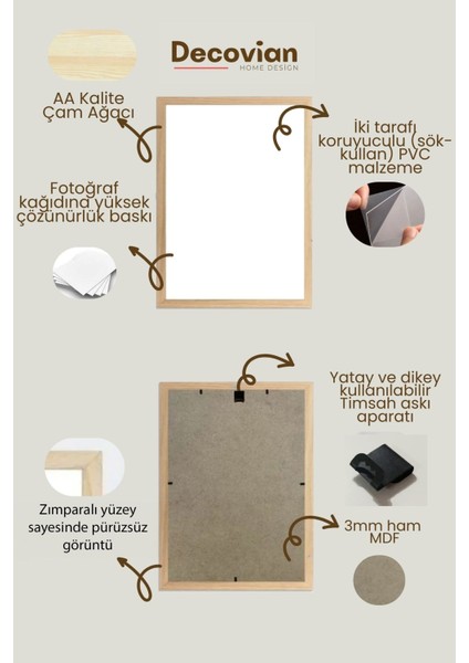 Şık doğal ahşap sarı çerçeve, resim ve puzzle için ideal tasarım, tek parça modelleri