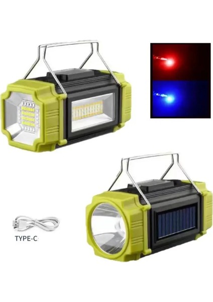 Güneş Panelli Kamp Feneri, Şarj Cihazı Ve Dört Renkli Işık fırsatları