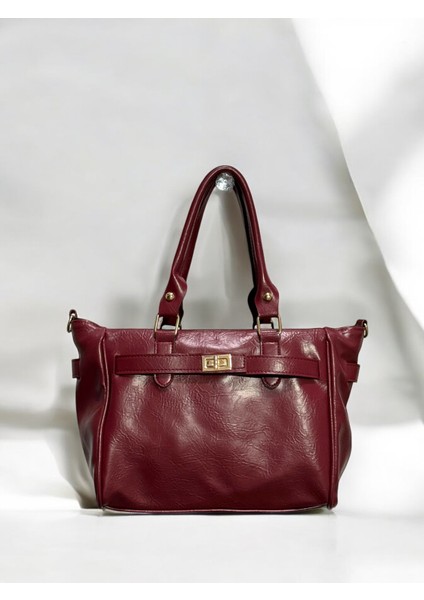 Kilit Detaylı Büyük Omuz ve El Çantası