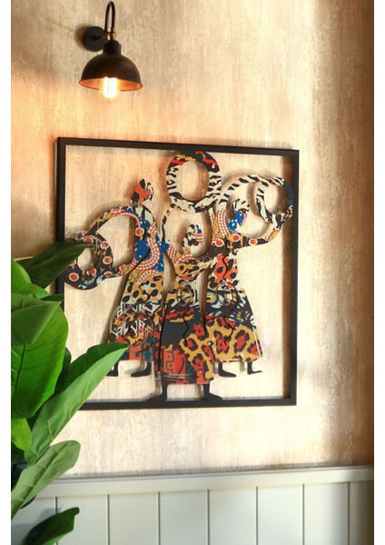 Triple Goddess Renkli Metal Duvar Tablosu - Modern Ev Ofis Dekorasyonu - Çerçeveli Tablo - APT112