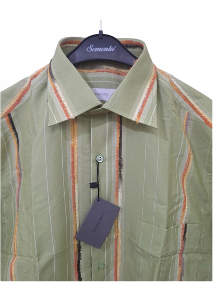 L BEDEN TEK CEPLİ YEŞİL PAMUKLU NORMAL KESİM RENK BLOKLU ÇİZGİLİ KISAKOLLU ERKEK GÖMLEK fiyatları