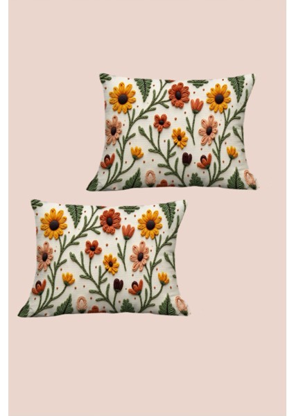 Sonbahar temalı 2'li sarı turuncu kırlent kılıfı 30x50cm, kadife, şık ve rahat dekorasyon