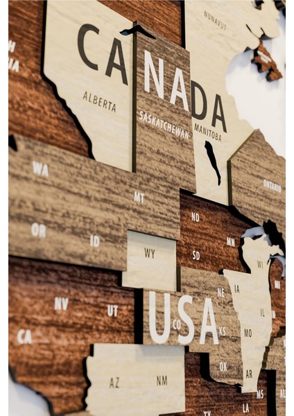 3D Ahşap Dünya Haritası Duvar Dekoru, 5+ Parça, Şeffaf ve Şık Tasarım, Kahverengi fırsatları