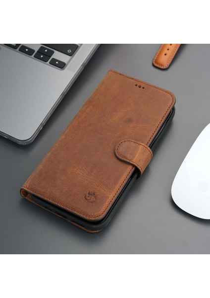 Casper Apple iPhone 15 Pro Max Kılıf Magsafe Mıknatıslı Ayrılabilir Cüzdan-Antik Kahve
