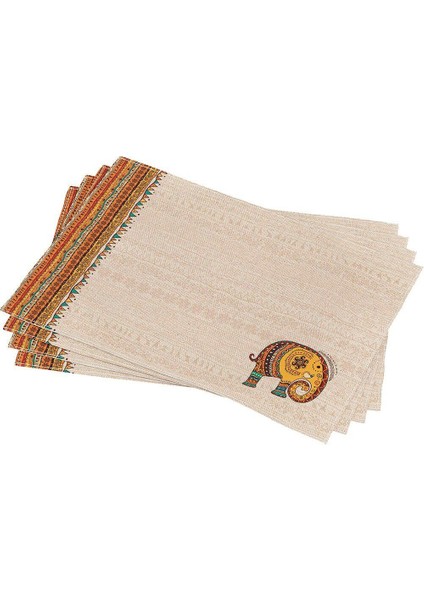 Etnik desenli dijital baskılı dikdörtgen Amerikan servisi 4'lü set