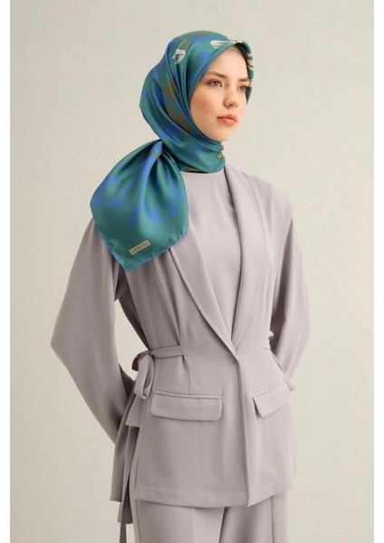 2025 Desenli Saf Ipek Twill Eşarp 9322-37