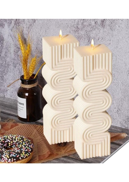 2’li Set Dekoratif Büyük Boy Wave Mum