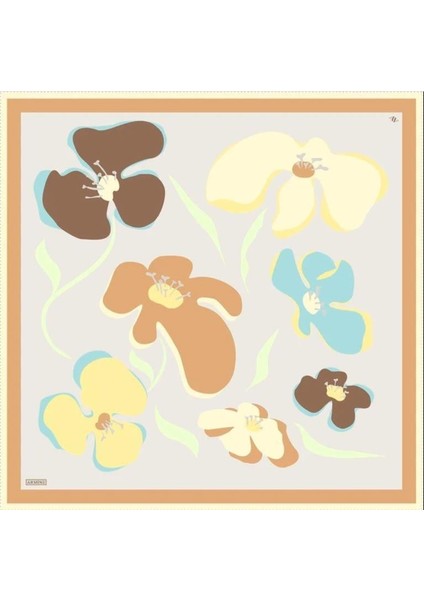 2025 Desenli Saf Ipek Twill Eşarp 9317-80