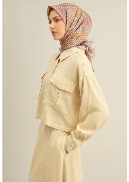 2025 Desenli Saf Ipek Twill Eşarp 9319-82