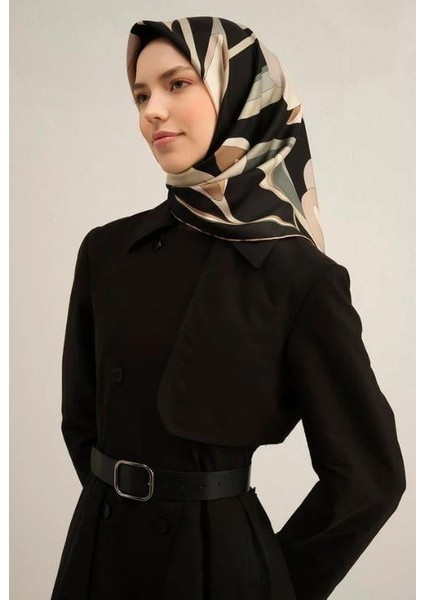 2025 Desenli Saf Ipek Twill Eşarp 9302-08