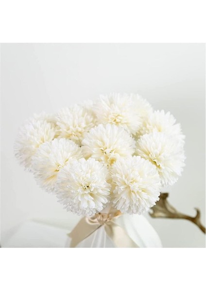 Beyaz Krizantem Kartopu Büyük Demet, 7 Kafalı, Renkli ve Şık Çiçek Düzeni