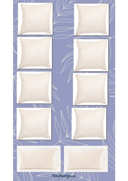 10'lu Bej Keten Kırlent Kılıfı Seti, şık ve rahat dekorasyon için ideal seçim