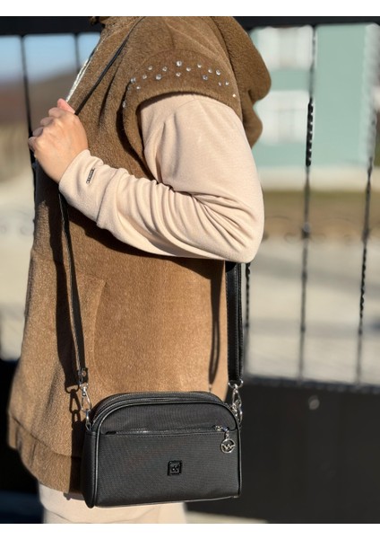 Kadın 4 Bölmeli Lacost Deri Ayarlanabilir Uzun Askılı Çapraz ve Omuz Çantası