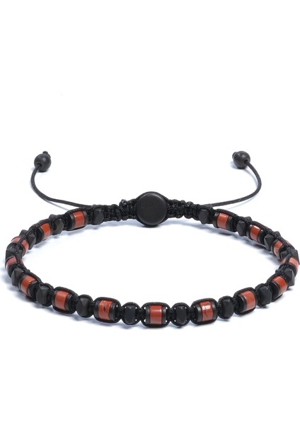 Jasper, Hematit Bileklik - Iden Black Red Bileklik - Tasarım Bileklik 4mm Ayarlanabilir