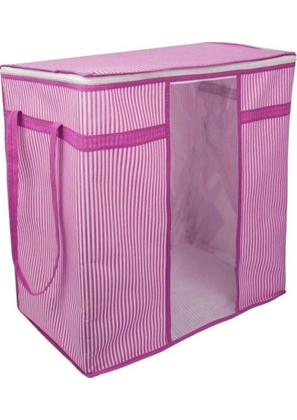 Pencereli Saklama Hurcu - Pembe Beyaz Çizgili fırsatları