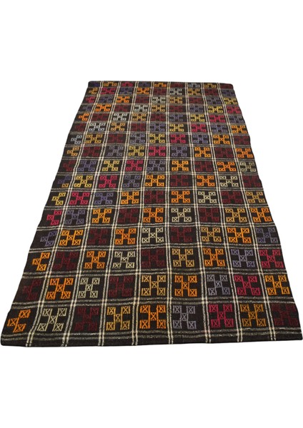 El Dokuması Yün Ekoseli Karapınar Yörük Cecim Kilimi 0056 - Yeni - Çok Renkli fiyatları