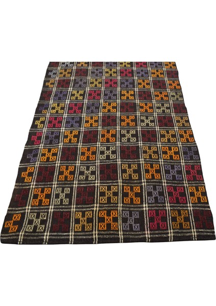 El Dokuması Yün Ekoseli Karapınar Yörük Cecim Kilimi 0056 - Yeni - Çok Renkli fırsatları