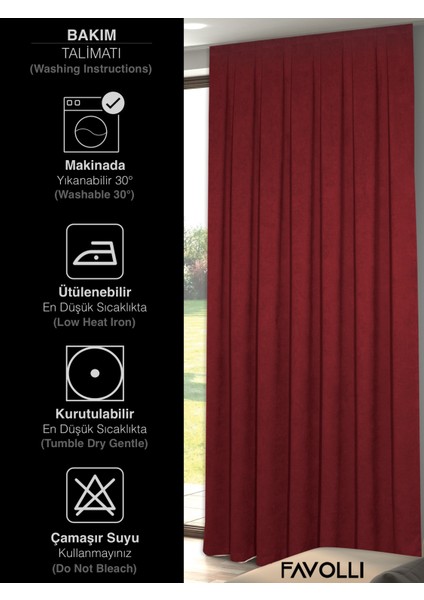 Kadife Dokulu Kırmızı Renk Pileli Ada Fon Perde indirimleri