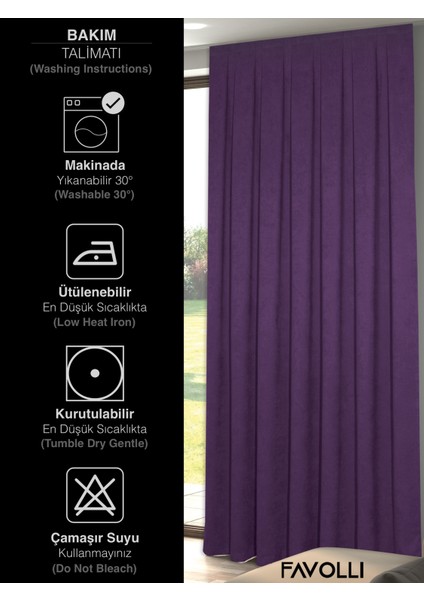 Kadife Dokulu Menekşe Moru Pileli Ada Fon Perde indirimleri