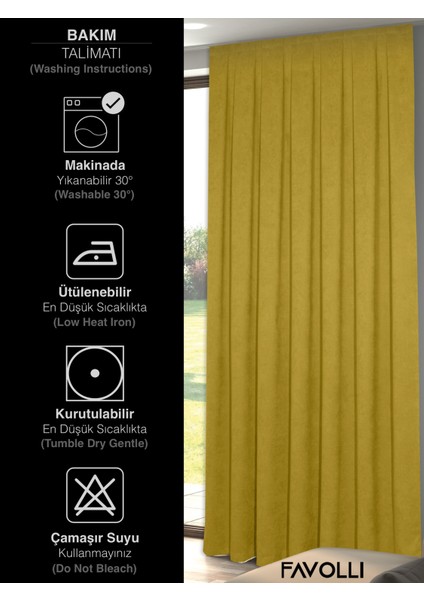 Kadife Dokulu Güneş Sarısı Pileli Ada Fon Perde indirimleri