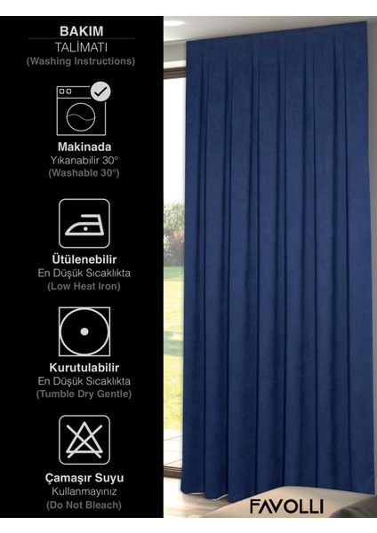 Kadife Dokulu Safir Rengi Pileli Ada Fon Perde indirimleri