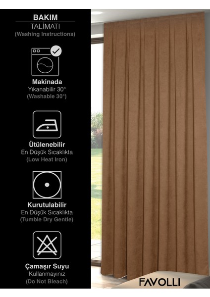 Kadife Dokulu Kaju Rengi Pileli Ada Fon Perde indirimleri