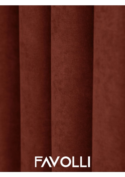 Kadife Dokulu Kiremit Rengi Pileli Ada Fon Perde fiyatları