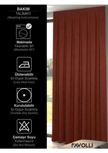 Kadife Dokulu Kiremit Rengi Pileli Ada Fon Perde indirimleri