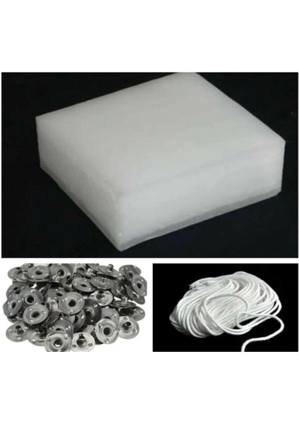 Avantaj Paket Parafin 1kg- Fitil 5mt- Çıt Çıt 50 Adet, Mum Yapımı Malzemeleri Seti, Hobi Seti