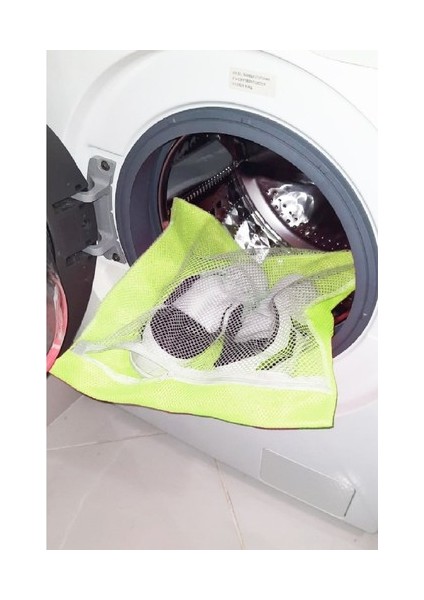 Sarı- Fermuarlı - Hassas Çamaşır Terlik Ayakkabı Yıkama Filesi Büyük Boy