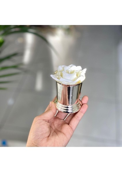 Gümüş Kaplama Gül Kovası, Metal, 1 Parça, Zarif Tasarım