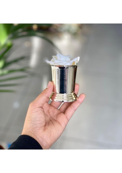 Gümüş Kaplama Gül Kovası, Metal, 1 Parça, Zarif Tasarım