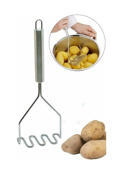 Inox Paslanmaz Metal Patates Ezici Püre Yapıcı 27 cm indirimleri