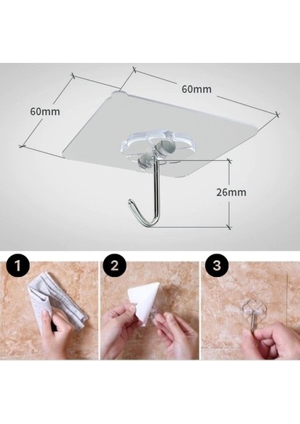 Ultra Güçlü Yapışkanlı 10 Lu Şeffaf Askı modelleri