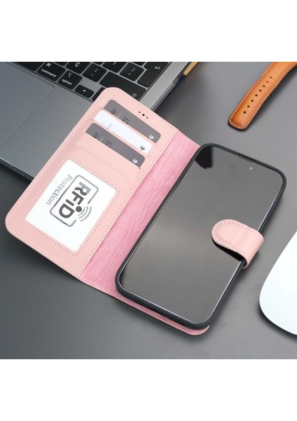 Mıknatıslı Ayrılabilir Cüzdanlı Pembe Renk Kişiselleştirilebilir Apple iPhone 15 Telefon Kılıfı