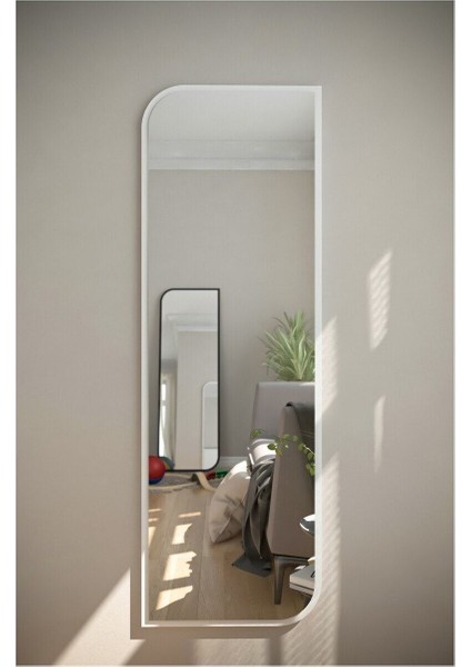 Beyaz oval dekoratif boy aynası 40x120 cm şık ve estetik tasarım