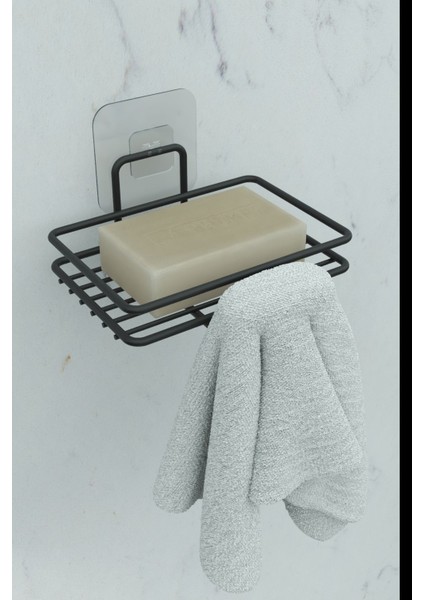 Şık ve pratik 2'li metal sabunluk seti, siyah renk, banyo ve mutfak için ideal