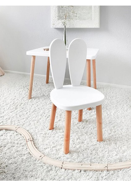 Naturel Tek Sandalyeli Masa Set Beyaz