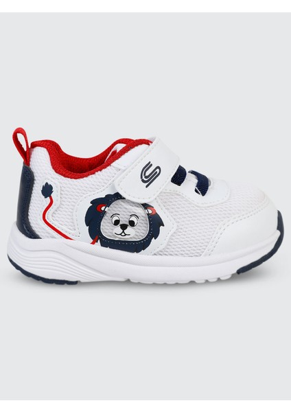 Erkek Bebek Ilkadım Ayakkabı 19-21 Numara Beyaz-Lacivert