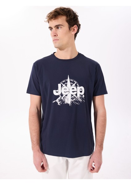 Bisiklet Yaka Baskılı Lacivert Erkek T-Shirt J5SM-TST7350 modelleri