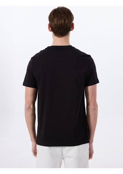 Bisiklet Yaka Baskılı Siyah Erkek T-Shirt J5SM-TST7378