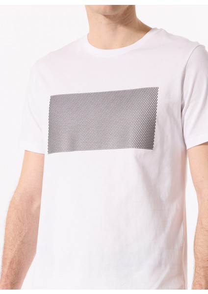 Bisiklet Yaka Baskılı Beyaz Erkek T-Shirt F5SM-TST 2746 fırsatları