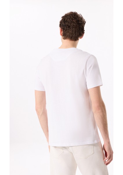 Bisiklet Yaka Baskılı Beyaz Erkek T-Shirt F5SM-TST 2746 indirimleri